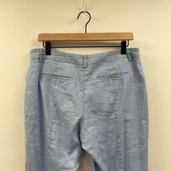Express Columnist Linen Blend Mid-Rise Trouser Ankle Pant Blue 10 - Picture 7 of 10